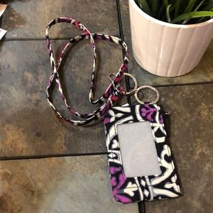Vera Bradley zip id  & lanyard Scroll Medallion